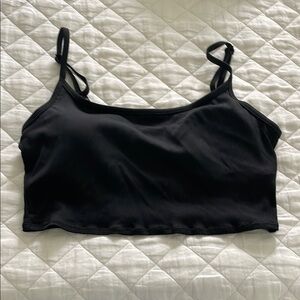 Aerie Black Ribbed Crop swim Top
